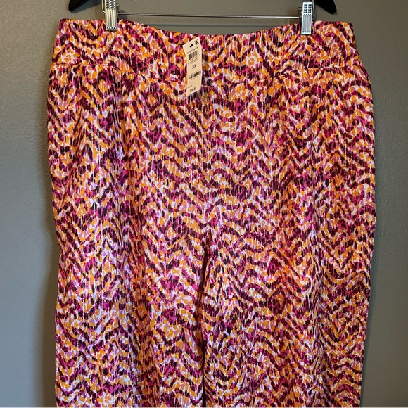 NWT Bar III 3X Womens Orange Pink Wide Leg High Rise Tiger Tracks Lounge Pants! - Picture 2 of 16